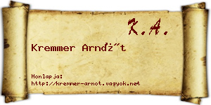 Kremmer Arnót névjegykártya